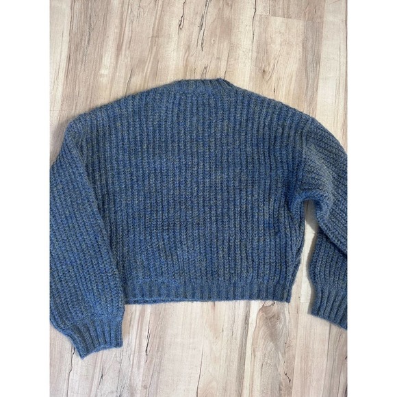 SADIE & Sage blue thick knit balloon sleeve mock neck sweater - Picture 6 of 6